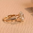 thumbnail image 3 of vylahjewellery 14K Vermeil Yellow Gold Anniversary Proposal Ring Halo Moissanite Engagement Ring for Her Classic Emerald Cut Diamond Bridal Set Wedding Ring, 3 of 7