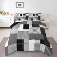thumbnail image 1 of Erosebridal Geometry Lines Bedding Sets Full with Comforter,Patchwork Rectangle Duvet Insert,Stripe Bedroom Decor,Reversible,Ultra Soft,3pcs, 1 of 7