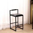 thumbnail image 2 of 2pcs Black Bar Chairs: Counter Height, , Pu Leather Upholstery, Footrest, Stable Metal Construction For Elegant Offices Chairs Of 2: Height With Back Support, Seat, Frame Modern Kitchens, 2 of 6