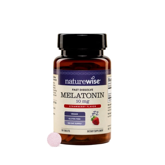 NatureWise Melatonin 10mg - Sugar Free Fast Dissolve Melatonin Supplement - Non-GMO, Vegan, USA Manufactured - 100 Tablets[100 Day Supply]