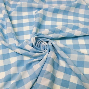 FREE SHIPPING!!! Turquoise Big Checkered Gingham Poly Poplin Woven Fabric by the Yard