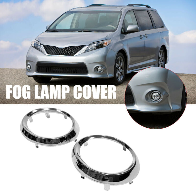 For 2011-2017 Toyota Sienna SE Chrome Trim Rings Pair Fog Light Lamp Bezel Cover