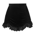 thumbnail image 7 of PIMSSY Women Shorts Gothic Velvet High Waist Shorts Lace Trim And Smocked Detail Dark Casual Bottoms Trendy Solid Color Bottoms, 7 of 7