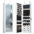 thumbnail image 1 of Giantex Wall Door Mounted Jewelry Armoire with Lockable Design and LED Lights, White, 1 of 8