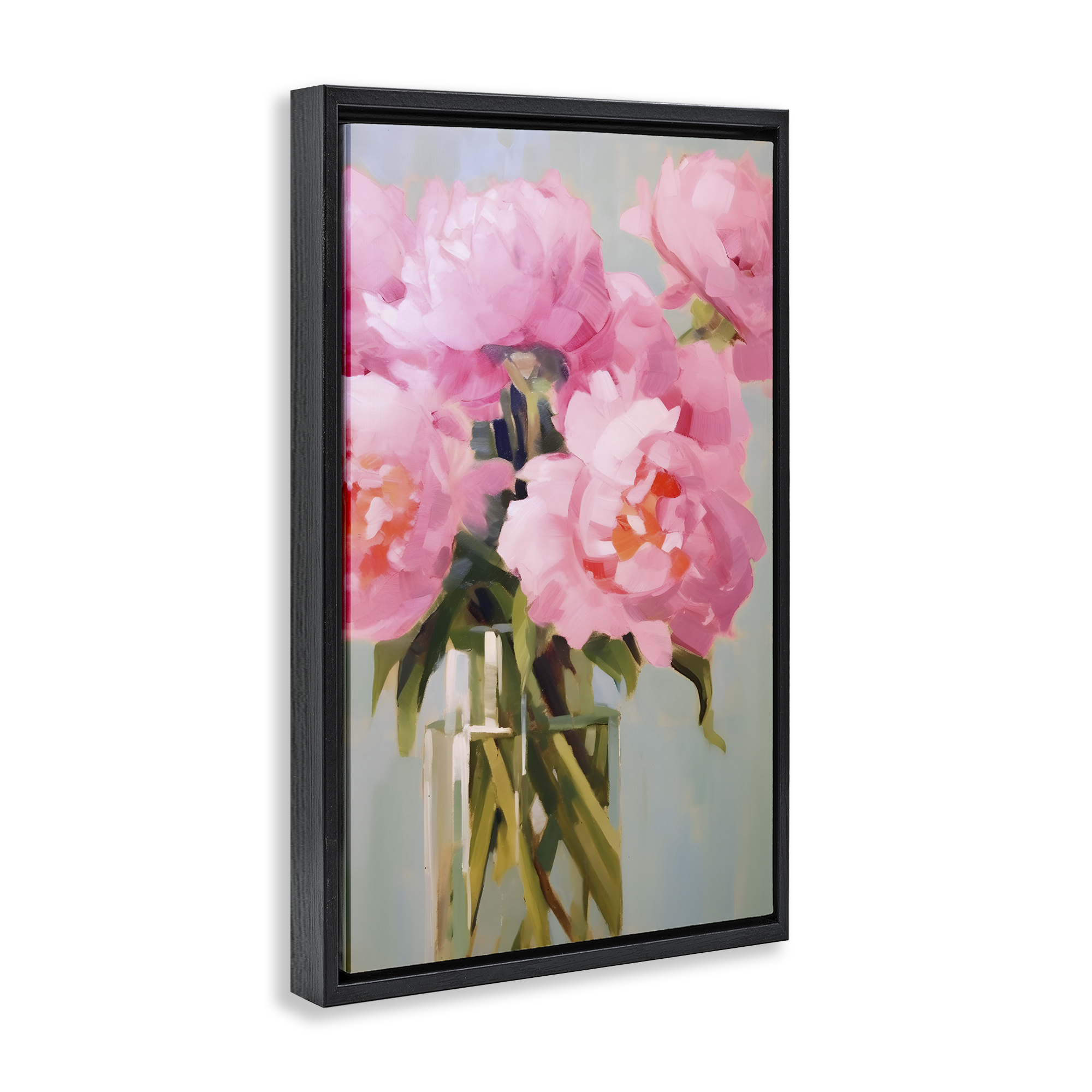 Stupell Industries Blush Pink Roses Botanical & Floral Painting Black Floater Framed Art Print Wall Art, 17 x 25