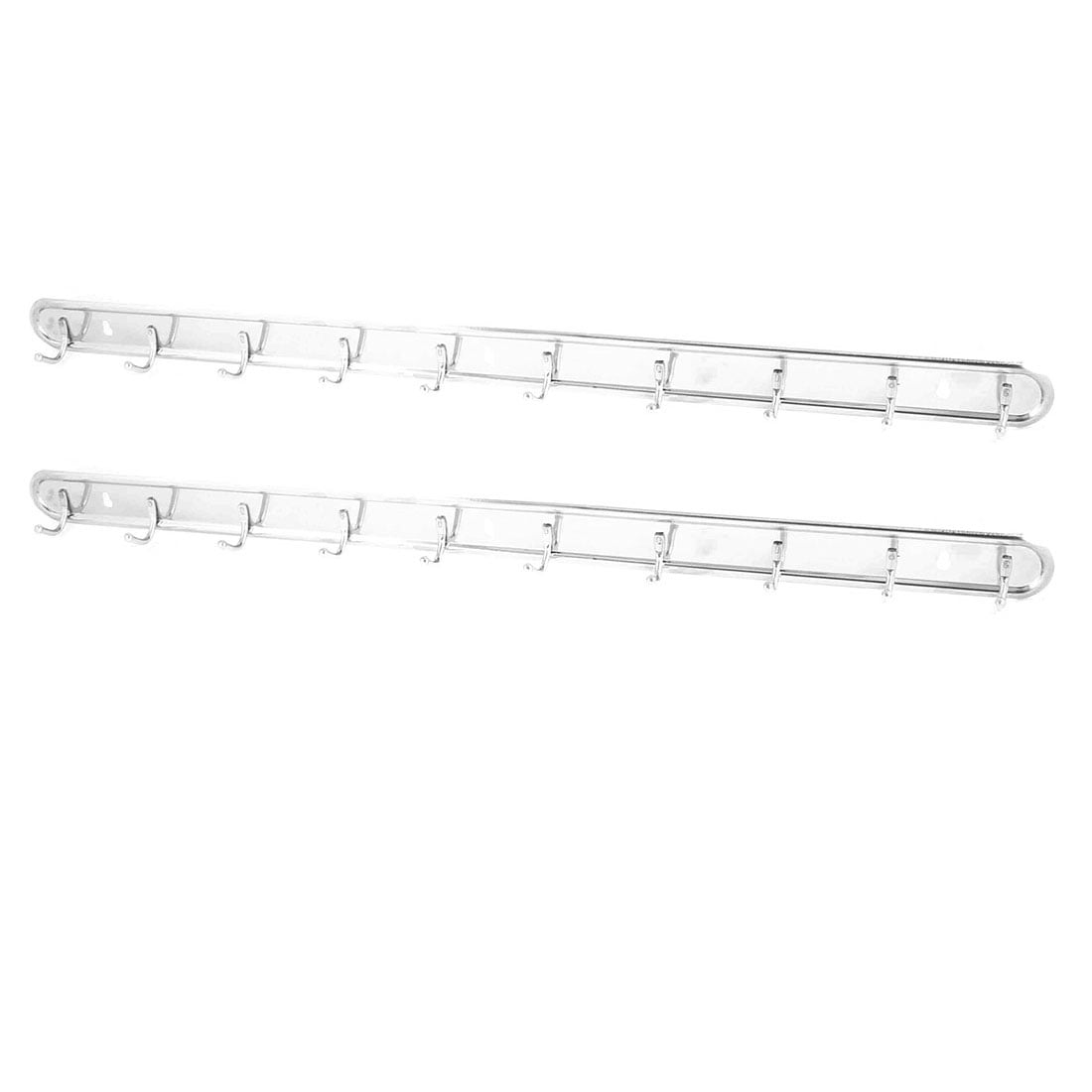 2 Pack Stainless Steel 10 Hooks Wall Mounted Towel Hat Coat Rack Hook Hanger
