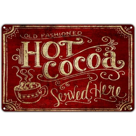 Tin Sign For Vintage Metal Sign Hot Cocoa Served Here Outdoor & Home Bar Street Wall Decor Signs 12X8Inch