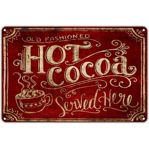 Tin Sign For Vintage Metal Sign Hot Cocoa Served Here Outdoor & Home Bar Street Wall Decor Signs 12X8Inch