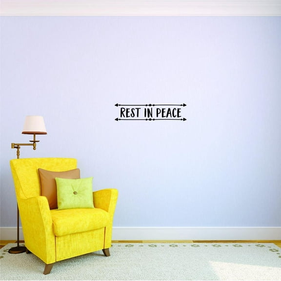 Custom Decals Rest In Peace Wall Art Size: 10 X 20 Inches Color: Black