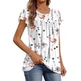 thumbnail image 3 of Fantaslook Womens Blouses Dressy Casual Pleated Tunic Tops Floral Ruffle Sleeve Summer Shirts, 3 of 8