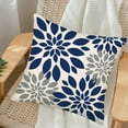 thumbnail image 4 of Navy Grey White Pillow Covers 18x18 Inch Set of 2 Dahlia Floral Decor Throw Pillows Spring Summer Modern Geometry Flower Outdoor Decorative Cushion Cases for Sofa Couch Bed Decorations, 4 of 6
