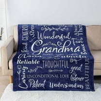 Flannel Blanket for Grandma - Navy Blue Throw Blankets - Personalised Gifts for Grandma - Machine Washable Super Soft, Cosy Grandma Blanket | Birthday Gifts for Grandma | Grandmother Gift