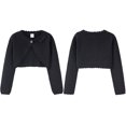 thumbnail image 5 of GYRATEDREAM Girls' Knitted Bolero Cardigan Sweater Kids Long Sleeve Button Closure Cropped Knitwear Cover Up for 6-7Y Black, 5 of 8