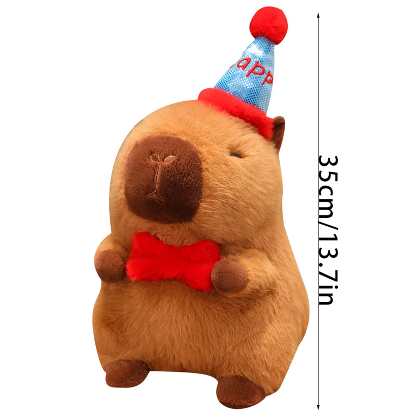 13.7" Capybara Plushies Toy - Wearing A "Happy" Hat - Cuddly Soft Huggable Stuffed Animals Plush Pillows, Birthday Chirstmas Graduation Back to School Perfect Gifts for Women Teens & Fans