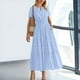 thumbnail image 2 of Vestido midi maxi informal de verano para mujer: vestido boho de playa con mangas cortas, cuello en V, cintura elástica y bolsillos - S-XXL, 2 of 5