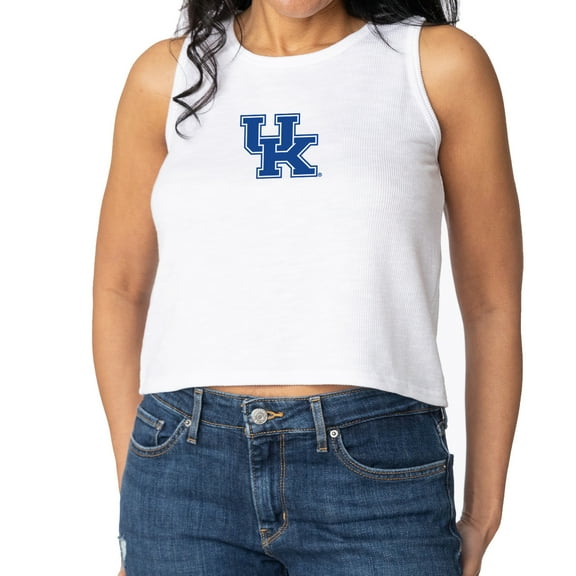 Women's White Kentucky Wildcats Brie Sandwash Tri-Blend Cropped Tank Top