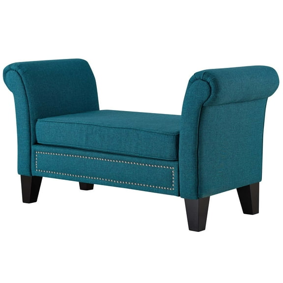 Modern Contemporary Urban Design Living Room Lounge Club Lobby Accent Chair Bench, Fabric, Aqua Blue