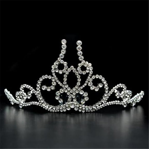Women Imitation Rhodium Brass Tiaras & Hair Clip with Top Grade Crystal in Clear
