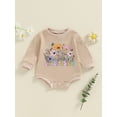 thumbnail image 2 of FEORJGP Toddler Baby Girls One-piece Rompers 0 3M 6M 12M 18M Infant Long Sleeve Jumpsuits Flower Letters Print Crew Neck Bodysuit Clothes Kids Little ute Spring Fall Clothes for Casual Daily, 2 of 7