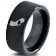 thumbnail image 1 of Tungsten California The Golden State Heart Band Ring 9mm Men Women Comfort Fit Black Flat Cut Brushed Polished, 1 of 4