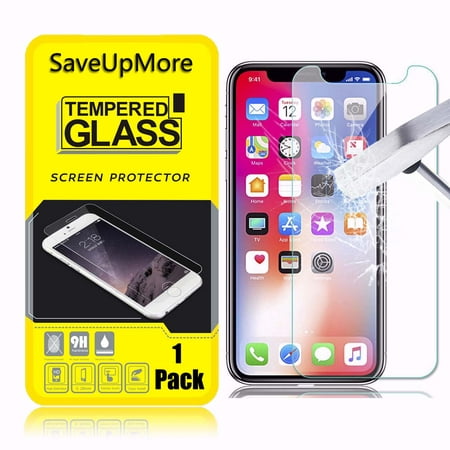 [1-Pack] iPhone Xs Max / iPhone XR / iPhone XS / iPhone X Screen Protector, Njjex 9H HD Ultra Clear Anti-Bubble Scratch Proof Tempered Glass Screen Protector