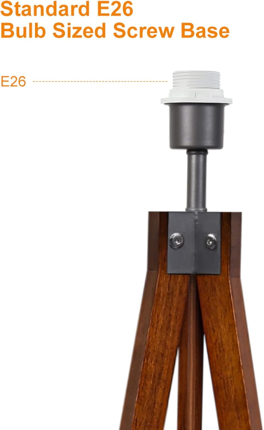 LEPOWER Wood Tripod Floor Lamp, Mid Century Standing Lamp, Modern Design Floor Light for Living Room, Bedroom and Office, Flaxen Lamp Shade with E26 Lamp Base Brown