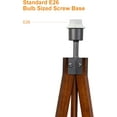thumbnail image 5 of LEPOWER Wood Tripod Floor Lamp, Mid Century Standing Lamp, Modern Design Floor Light for Living Room, Bedroom and Office, Flaxen Lamp Shade with E26 Lamp Base Brown, 5 of 8