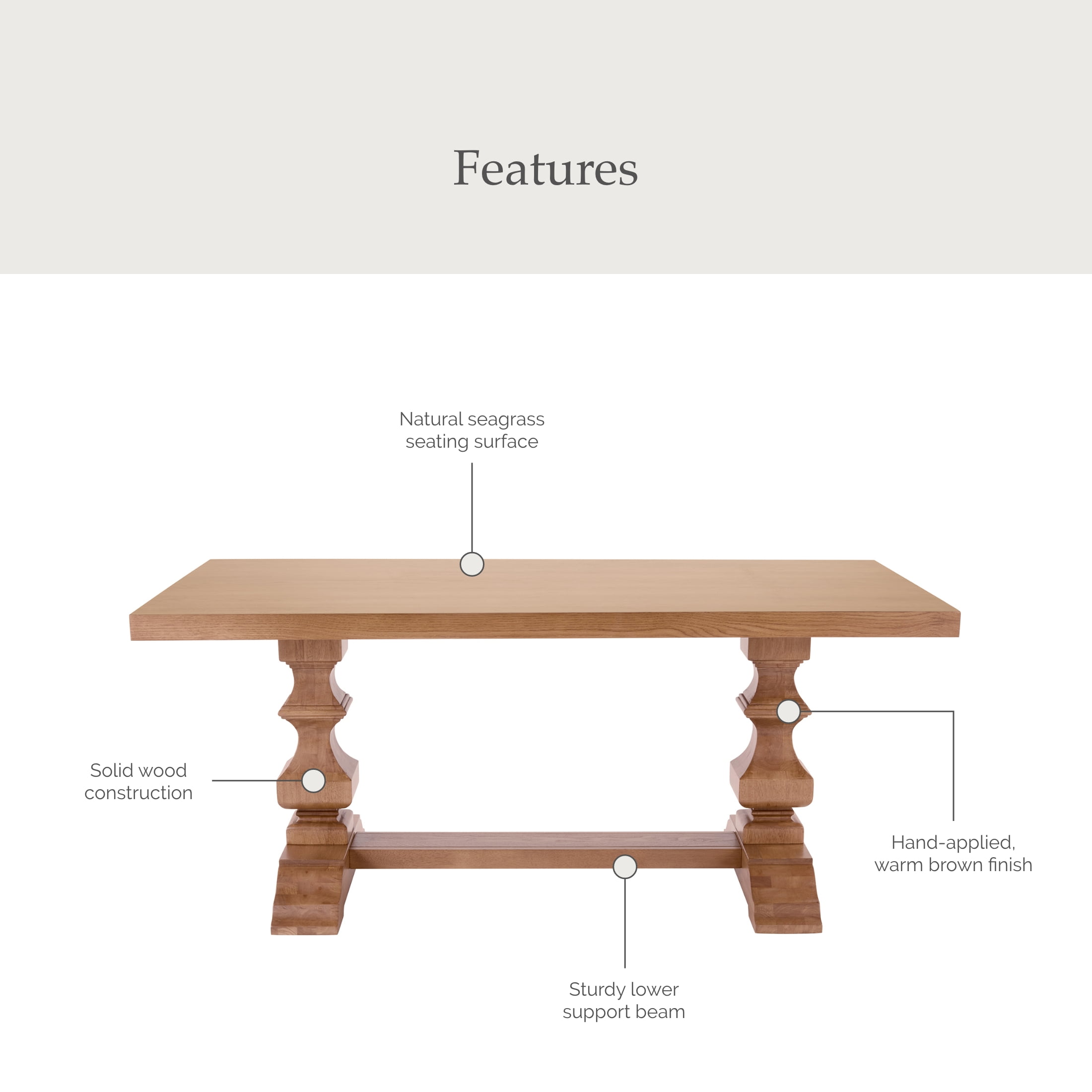 My Texas House Grove Trestle Dining Table, Warm Brown