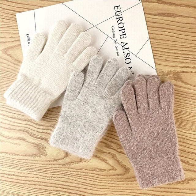 High-quality Winter Warm Rabbit Fur Gloves Biker Gloves Moto Motorcross Full Finger Man Women Motorcycle Bicycle Cycling GloveWhite 1 Pair He Qiyong unisex