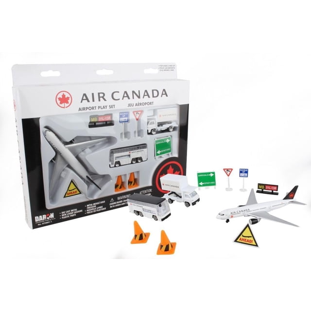 Set de juego Airport Daron Air Canada de 12 piezas con avión fundido a presión