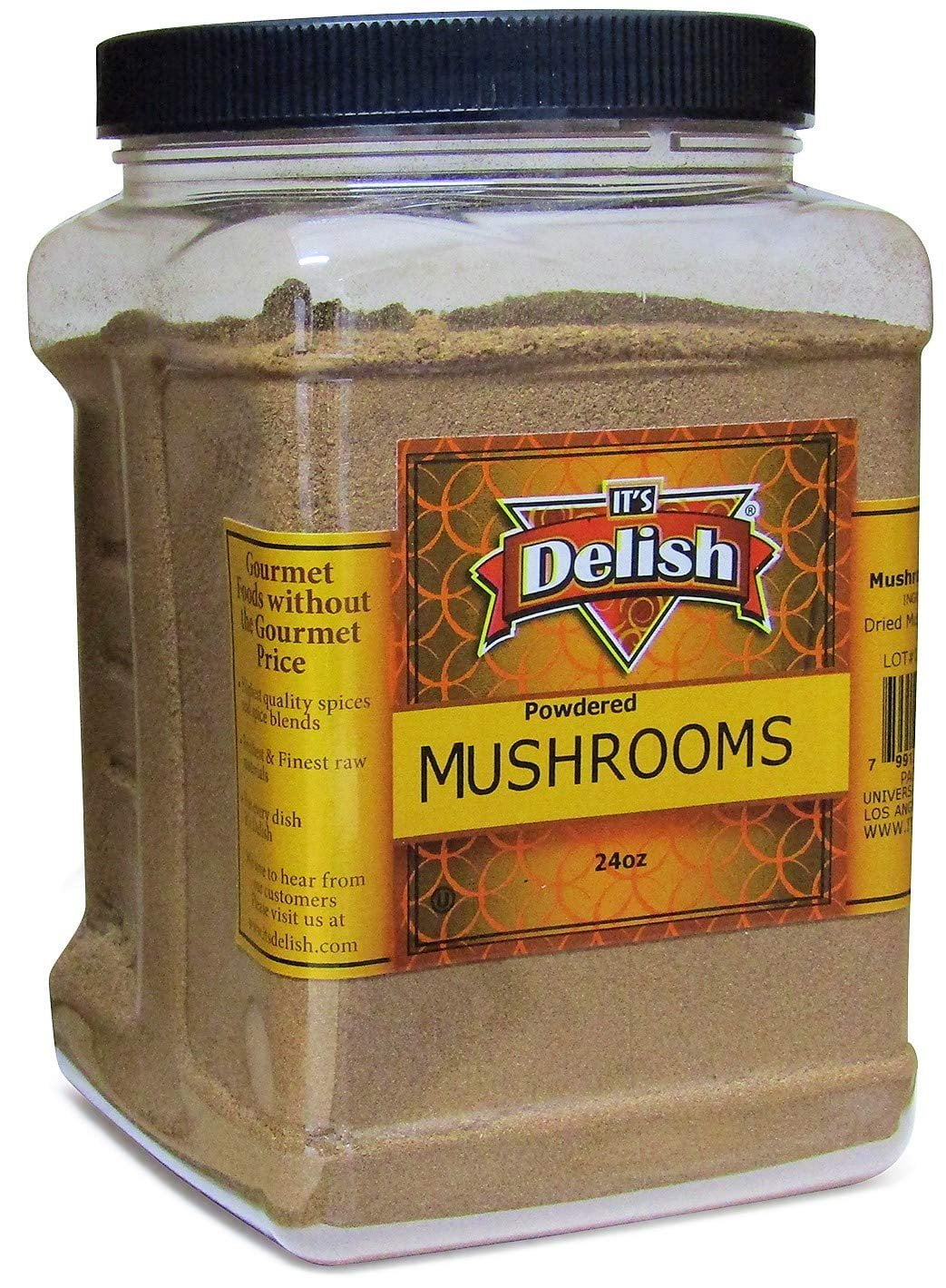 Ground Dried Mushroom Powder by Its Delish, 24 OZ Jumbo Container Dark