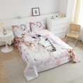 thumbnail image 3 of White Horse Comforter Set Chic Pink Floral Flowers Bedding Set Watercolor Animal Design Comforter Teens Bedroom Decor Wildlife Duvet Set King Size, 3 of 6