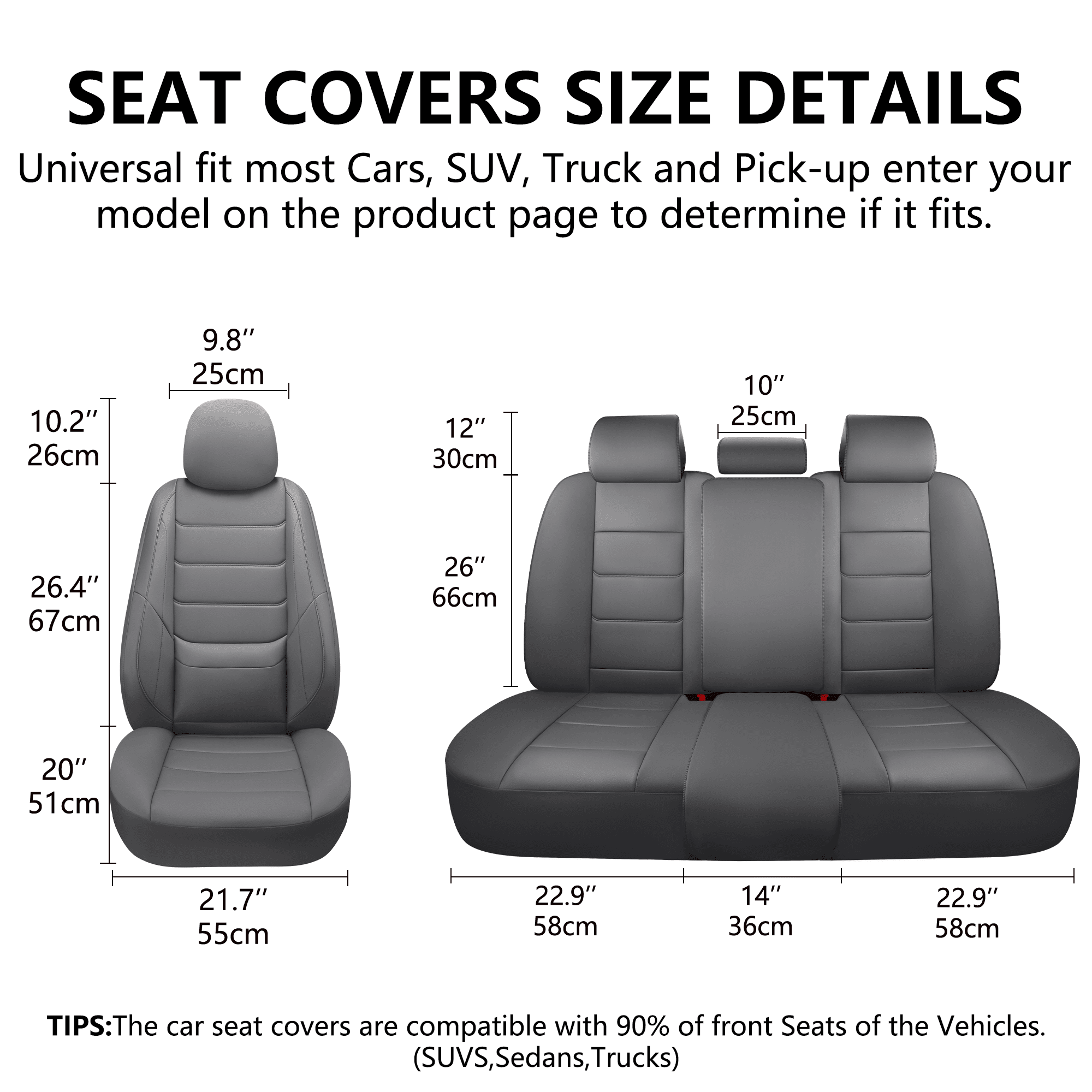 NS YOLO Premium Car Seat Covers Full Set | Universal Fit for Cars, Trucks & SUVs | Waterproof Full Coverage 5-Seat Protector with Lumbar Support