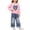 Pink, variant on BLVB Toddler Baby Girl Clothes Fall Winter Baby Girl Outfit Heart Print Crewneck Sweatshirt Wide Leg Jeans Denim Pants Set(Yellow,1-2 Years)