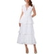 thumbnail image 1 of Vestido de encaje para mujer INSPIRE CHIC para invitada de boda, cóctel, noche, con volantes, mangas cortas, vestido maxi en línea A, color blanco, 1 of 6