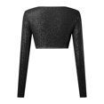 thumbnail image 4 of CENTIE Lingerie for Women's Sequins Solid Round Slim Midriff Long Sleeved Top for Black M, 4 of 5