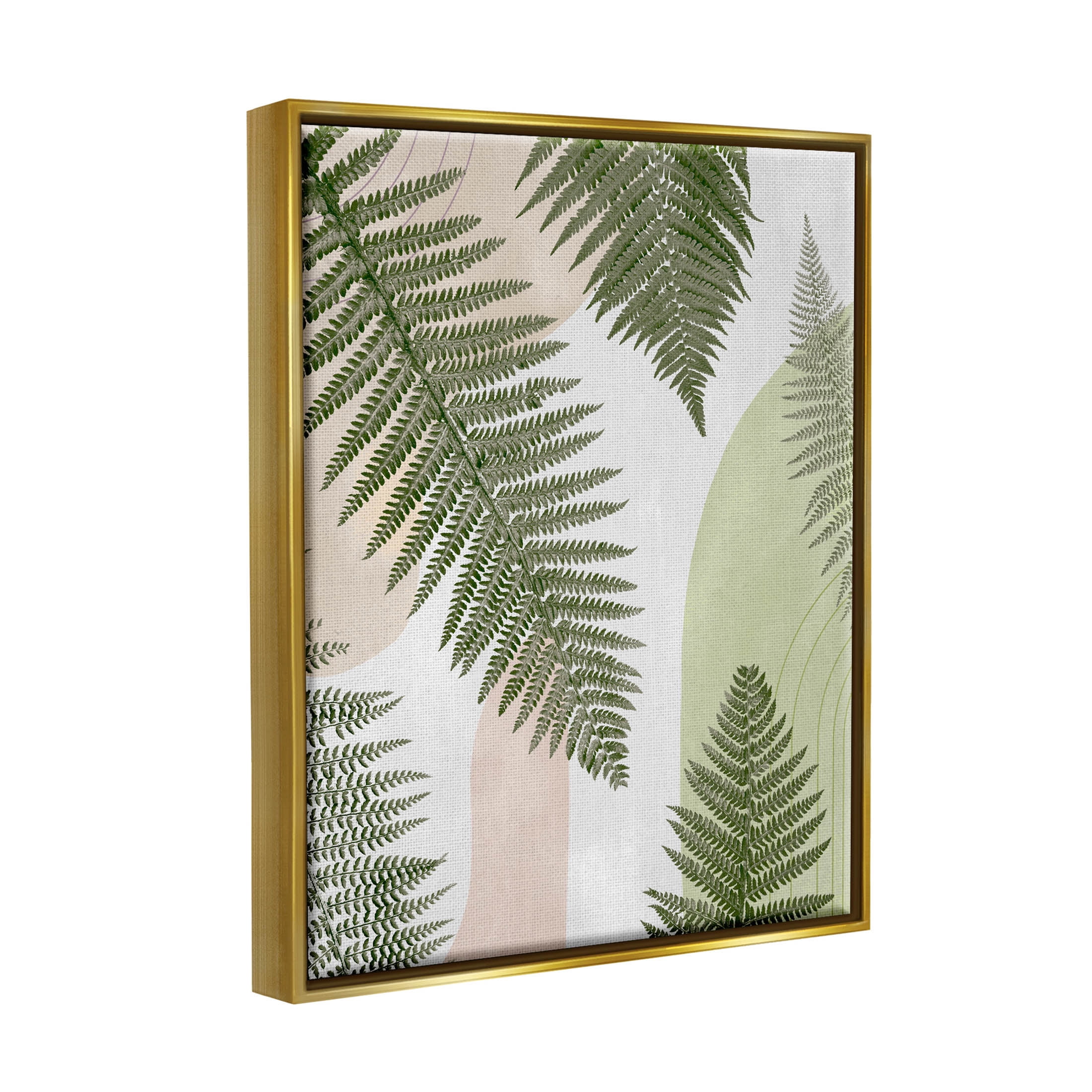 Woodland Nature Fern Leaves Botanical & Floral Graphic Art Metallic Gold Framed Art Print Wall Art