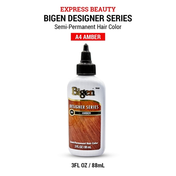 Express Beauty Hair Color Bigen Designer Series Vivid Shades Semi-Permanent Hair Color with Oil Rich, Moisturizing and Anti-Breakage Formula (A4 Amber) - 3 fl oz