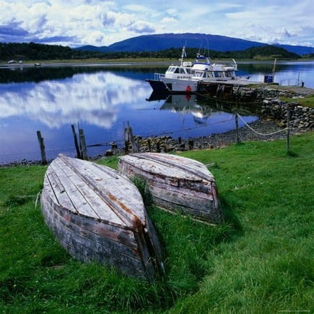 Upturned Rowing Boats Near Pier at Beagle Channel, Estancia Harberon, Argentina Print Wall Art By Wes