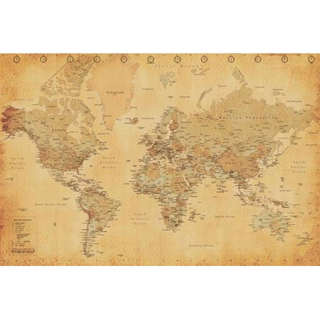 Vintage Antique Style World Map 36