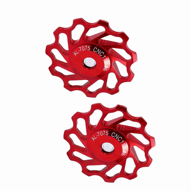 M Buder Polea de Cerámica para Bicicleta de Montaña Desviador Trasero Aleación de Aluminio Rueda de Rodamiento 11T Rojo - Accesorio de Ciclismo Premium Ligero y Duradero para 7 8 9 10 Velocidades