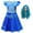 Blue, variant on Girls Chloe Red Bridget Costume with Wig, Halloween Cosplay Dress Up, Size 3-9Y