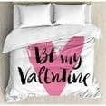 thumbnail image 3 of Valentines Day Duvet Cover Set, Be My Valentine Words with Romantic Cartoon Like Heart Love Image, Decorative 2 Piece Bedding Set with 1 Pillow Shams, Twin Size, Pink and Black, by Ambesonne, 3 of 3