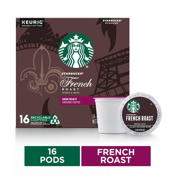 Starbucks Dark Roast KCup Coffee Pods — French Roast for Keurig Brewers — 1 box (16 pods