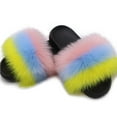 thumbnail image 1 of Womens Artificial Fur Slippers Slides Lady Fuzzy Sandals Open Toe Anti-Slip Shoes, 1 of 3