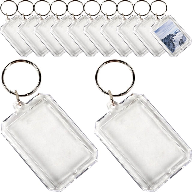 40 llaveros multifunción decorativos de acrílico en blanco, llaveros transparentes