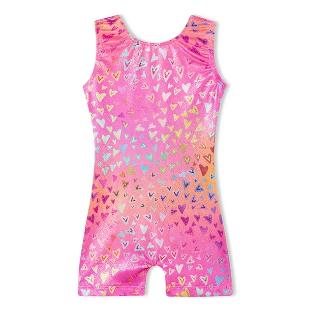 Girls Leotards for Gymnastics Sleeveless Shiny Pink Size 4t 5t for Kids