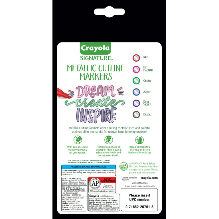 Signature Metallic Outline Paint Markers 6 Pack by Crayola