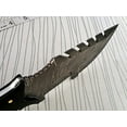 thumbnail image 7 of Damascus steel 10" Long full tang tracker Knife hand forged twist pattern, Colored bone & bull horn scale, thick Cow hide leather sheath, 7 of 7