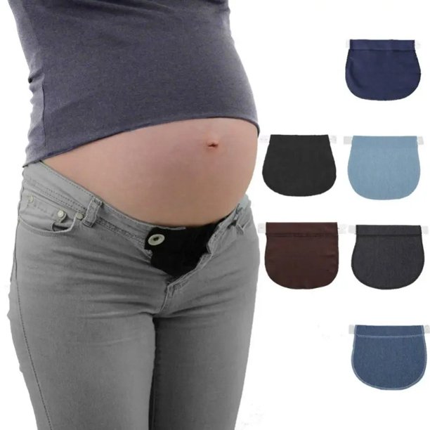 Cinturón de pretina de maternidad, pantalones elásticos ajustables suaves, alargadores de cintura, botón suelto para madre